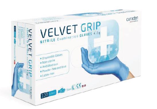 Curaden Velvet Grip Nitril Handschuh puderfrei, 100er Box