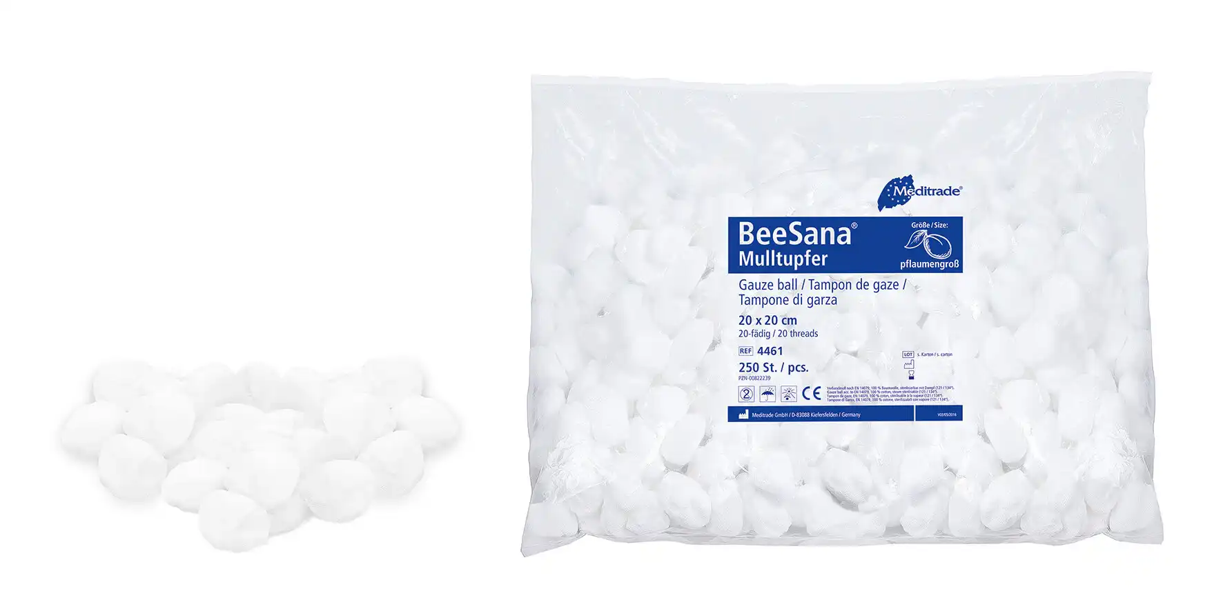 BeeSana® Mulltupfer,ohne RöKo,unsteril,20x20cm,Rundform